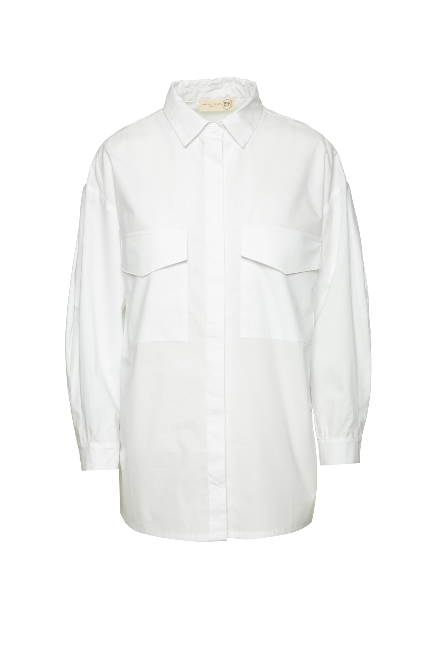 Camisa Oversized Branca com Bolsos Frontais BSB