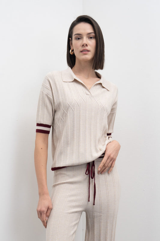 Conjunto em Malha com Detalhes Bordeaux Goa Goa