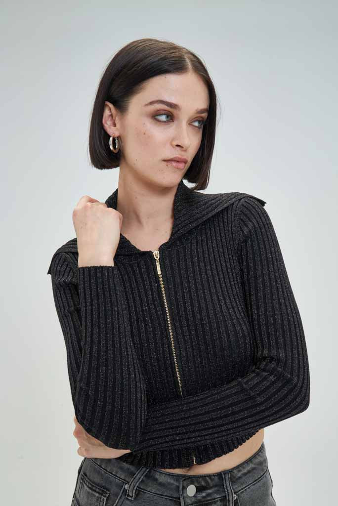 Camisola em Malha Canelada com Fecho Dourado Goa Goa