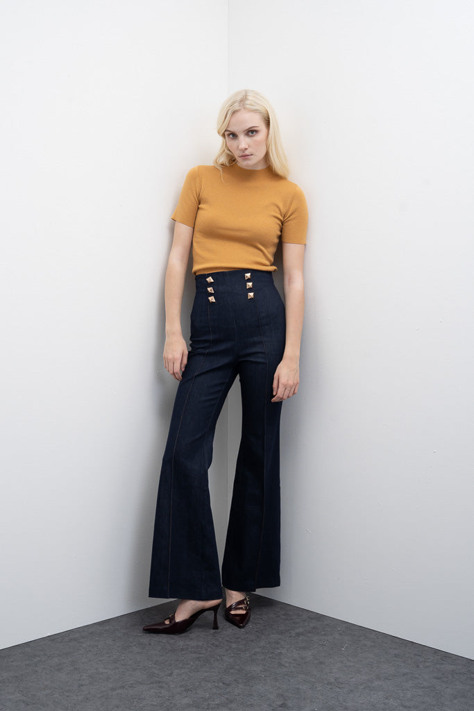 Calças de Ganga com Botões Dourados Goa Goa