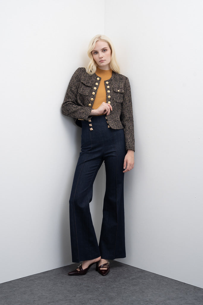 Calças de Ganga com Botões Dourados Goa Goa