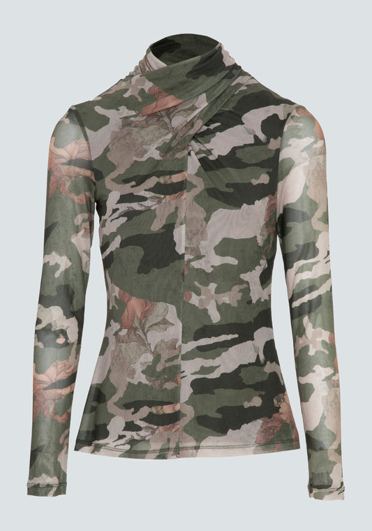 Top Justo com Estampado Militar Fracomina