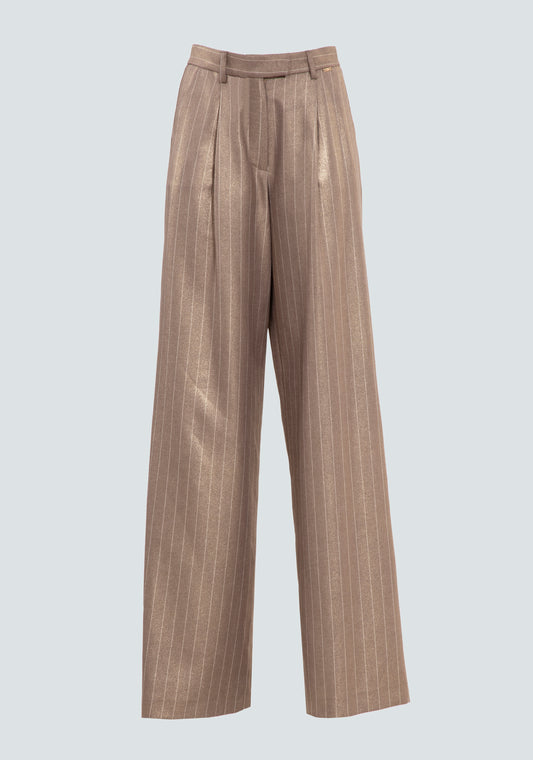 Calças Wide Leg Risca de Giz Fracomina