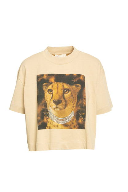 Top de manga curta com estampagem