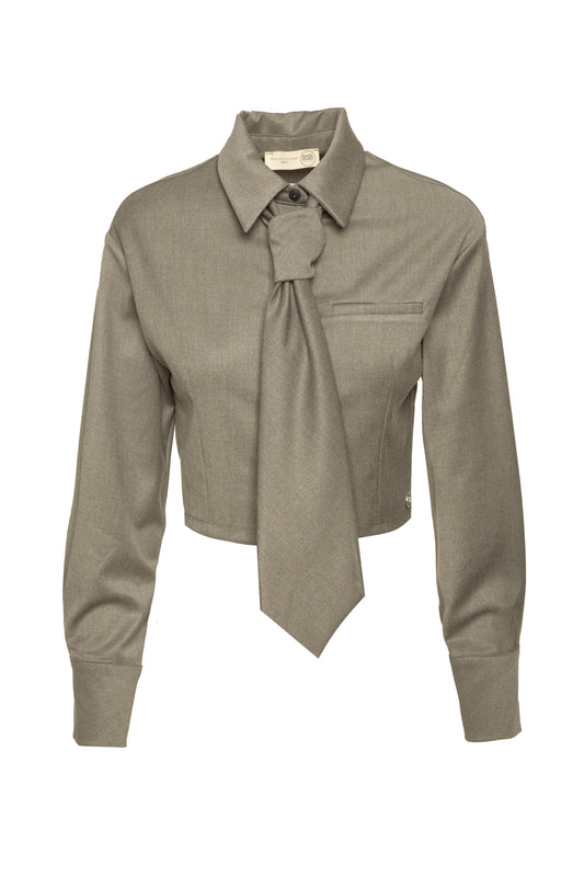 Camisa Cropped com Gravata Integrada BSB
