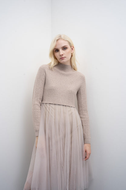 Vestido Midi com Parte Superior em Malha Goa Goa