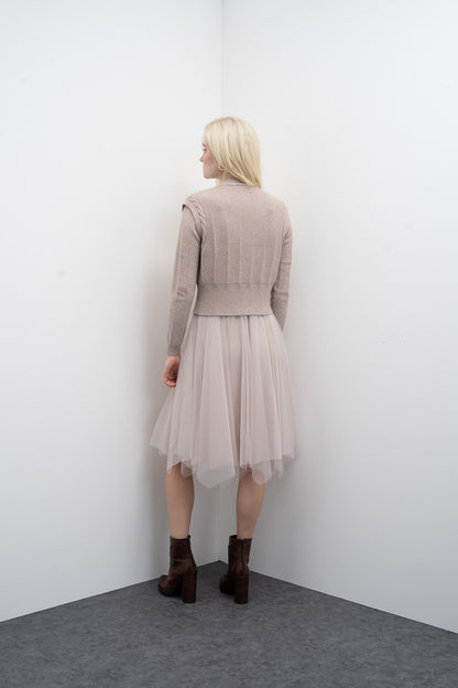 Vestido Midi com Parte Superior em Malha Goa Goa