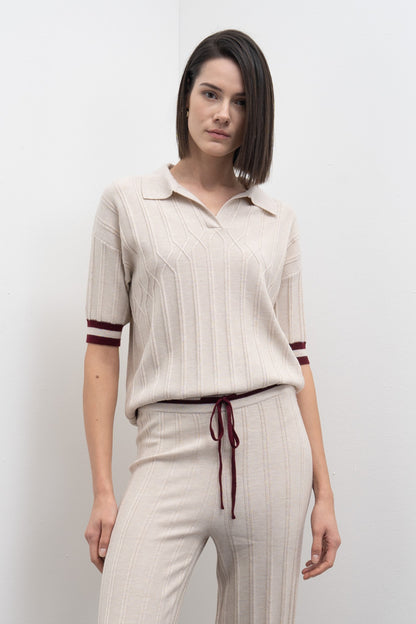 Conjunto em Malha com Detalhes Bordeaux Goa Goa