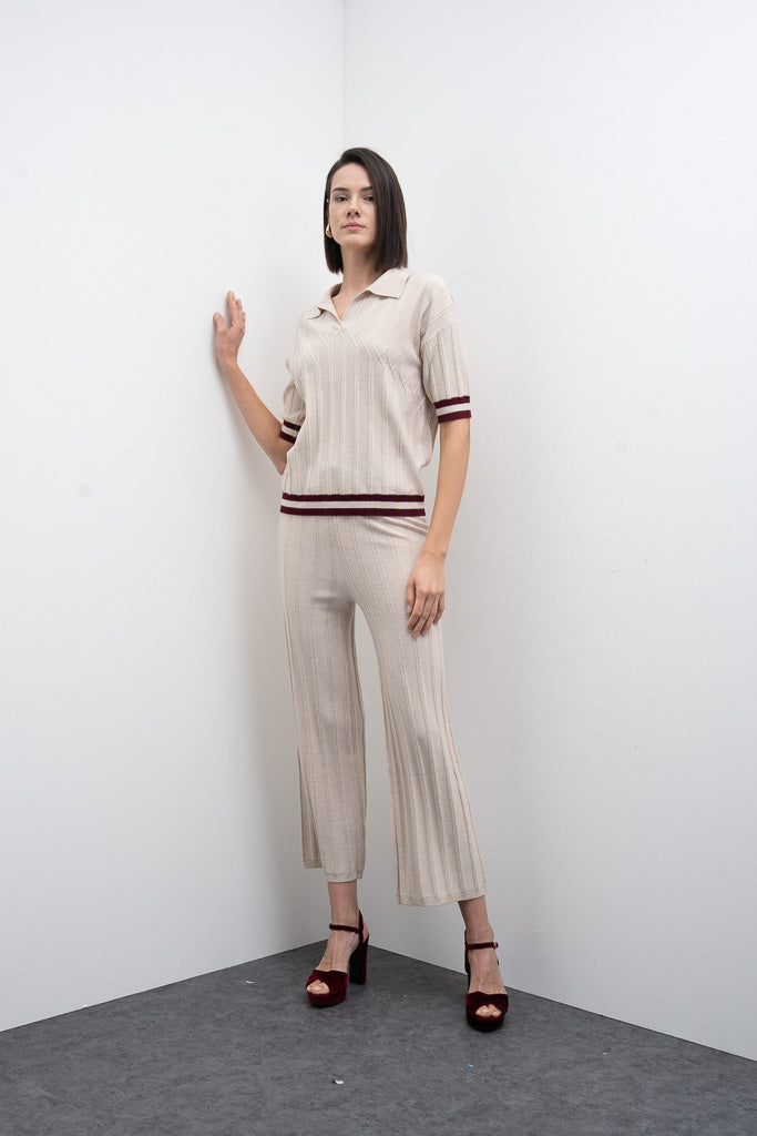 Conjunto em Malha com Detalhes Bordeaux Goa Goa