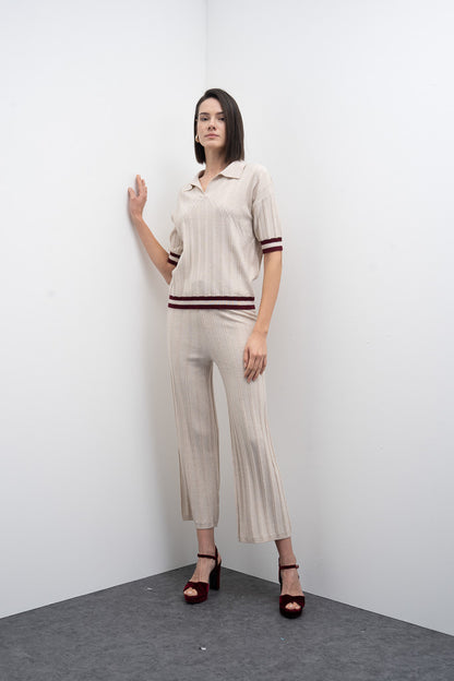 Conjunto em Malha com Detalhes Bordeaux Goa Goa