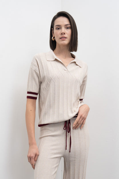 Conjunto em Malha com Detalhes Bordeaux Goa Goa