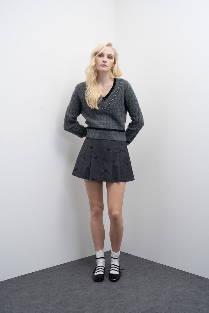 Saia Plissada com Bordados Goa Goa