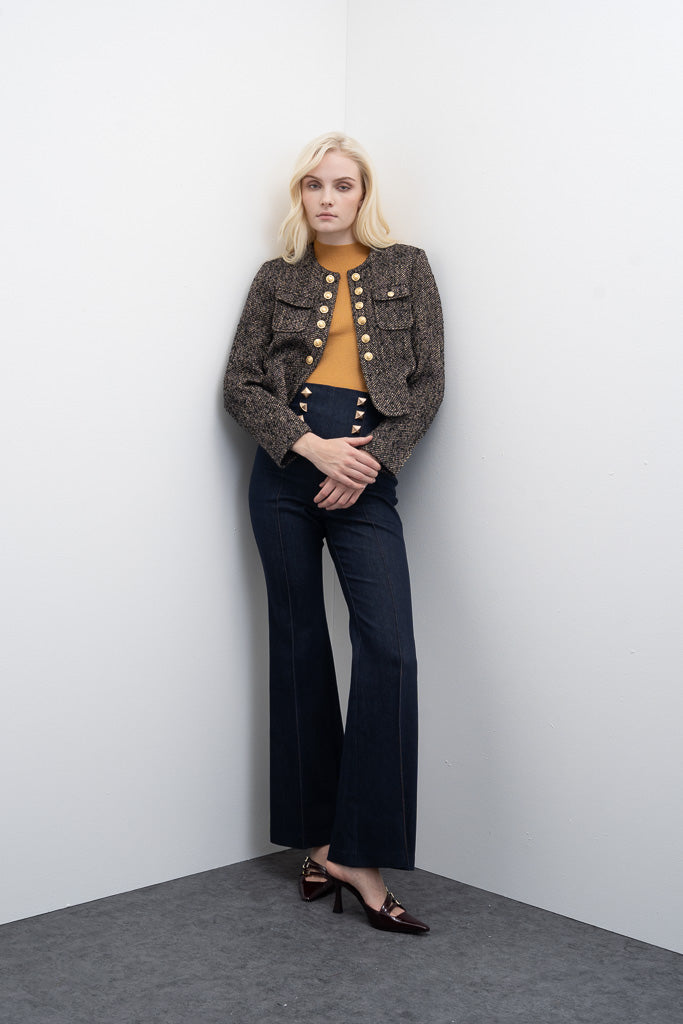 Calças de Ganga com Botões Dourados Goa Goa