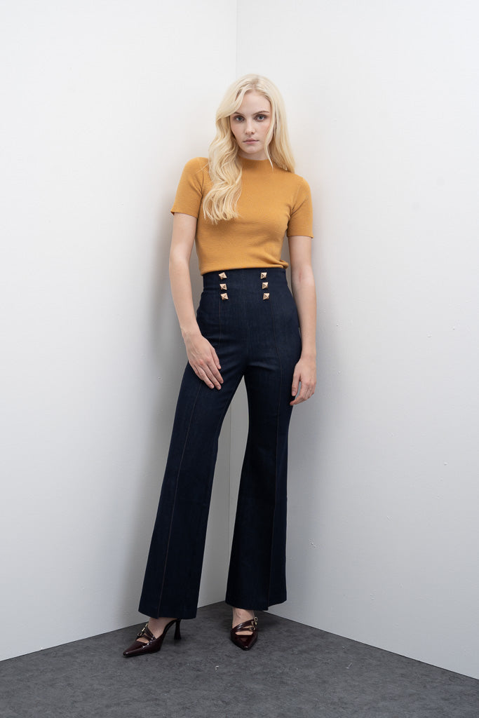 Calças de Ganga com Botões Dourados Goa Goa