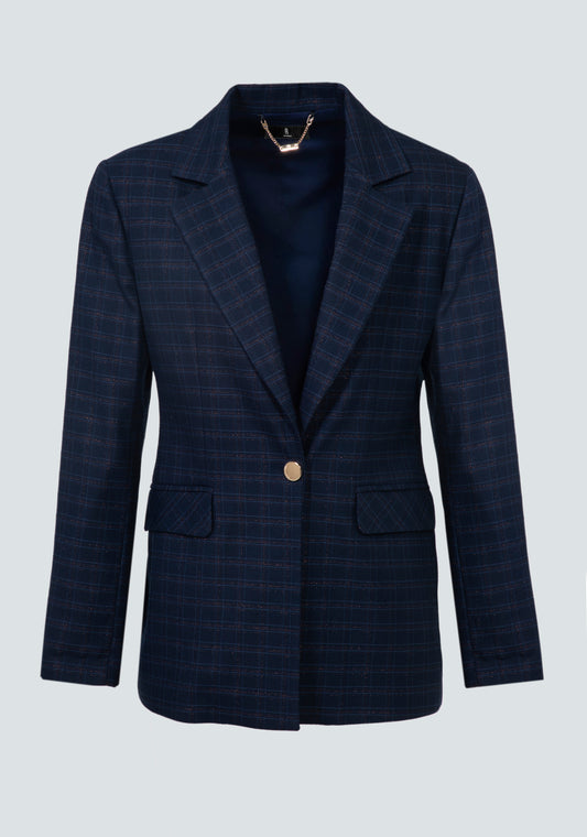 Blazer Azul aos Quadrados Fracomina