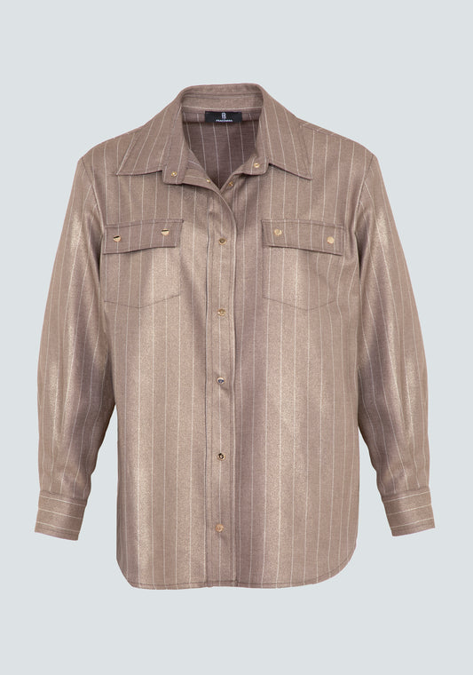 Camisola Oversized em Tecido Risca de Giz Fracomina